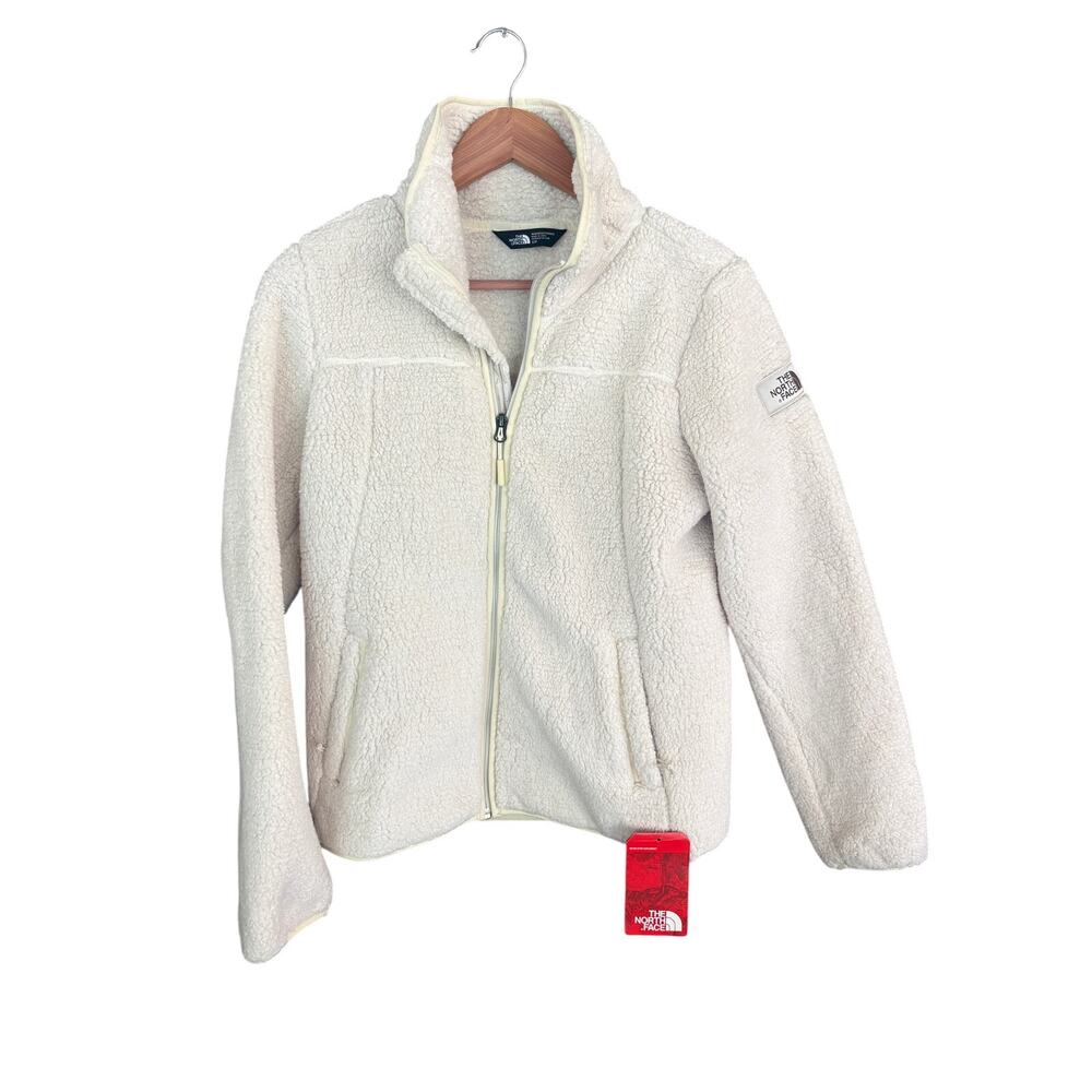 North Face Womens Campshire Fleece Jacket S White Cream Zip Outdoors Camp Hike